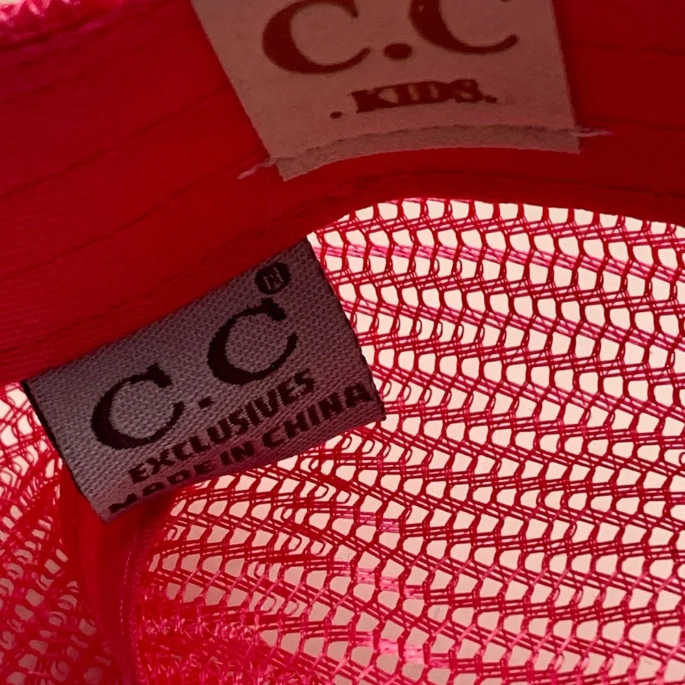 C.C. Kids Ponytail Baseball Hat Hot Pink Glitter